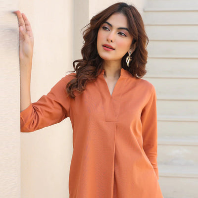 Rust Solid A-line Co-ord Set