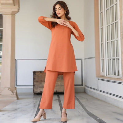 Rust Solid A-line Co-ords Set