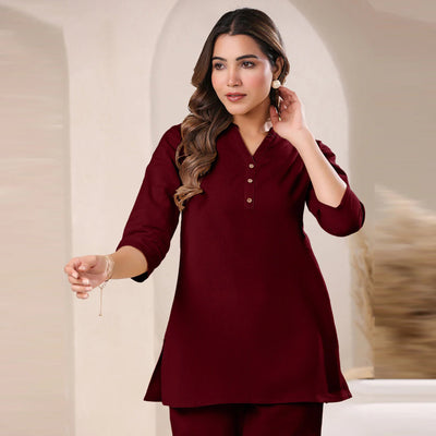 Maroon Solid Co-ord Set