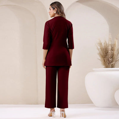 Maroon Solid Co-ord Set