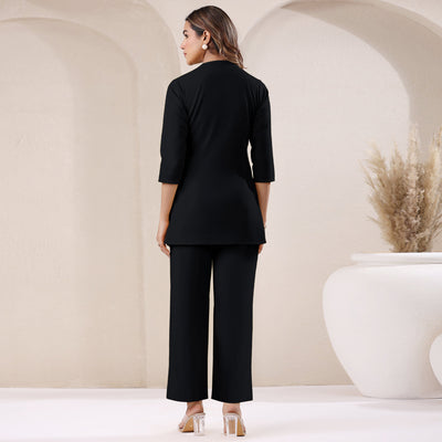 Black Solid A-line Co-ord Set
